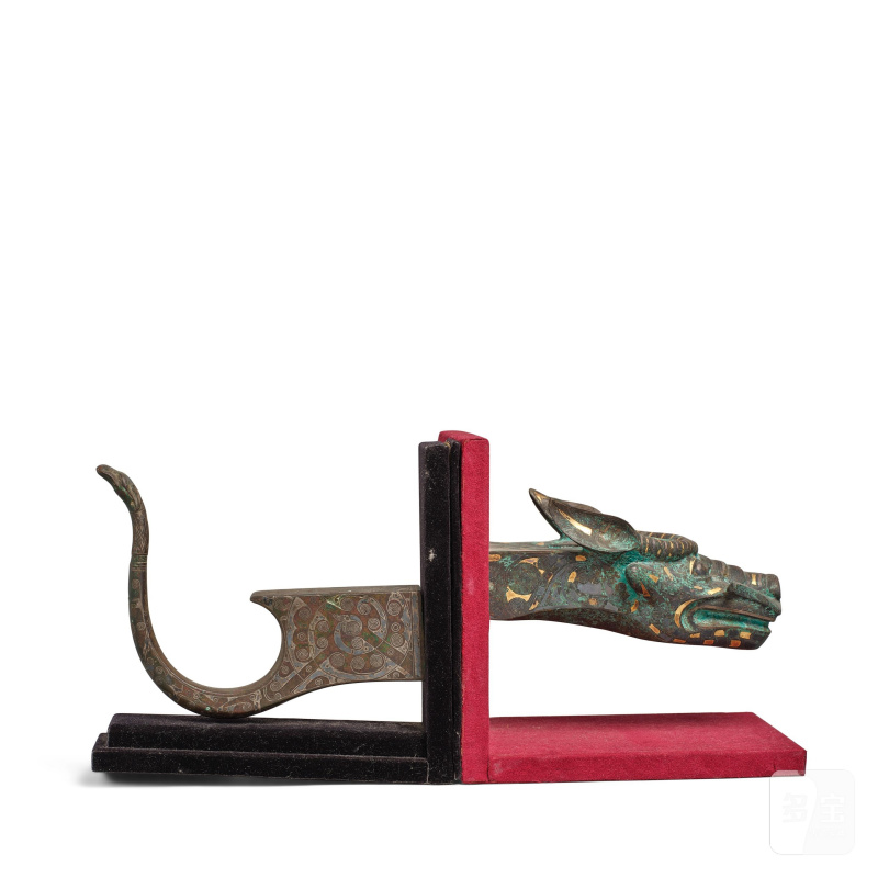 二十世紀仿漢 銅錯金銀龍首 | TWO INLAID BRONZE FINIALS - 图2